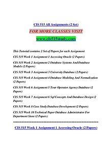 CIS 515 STUDY Extraordinary Life/cis515study.com