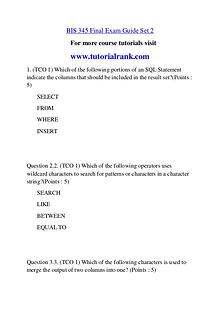 BIS 345 Course Great Wisdom / tutorialrank.com