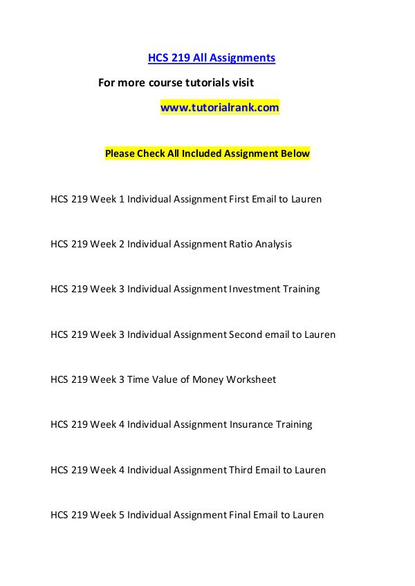 HCS 219 Course Great Wisdom / tutorialrank.com HCS 219 Course Great Wisdom / tutorialrank.com