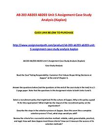 AB 203 AB203 AB203 Unit 5 Assignment Case Study Analysis (Kaplan)