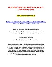 AB 203 AB203 AB203 Unit 6 Assignment Managing Talent-Google (Kaplan)