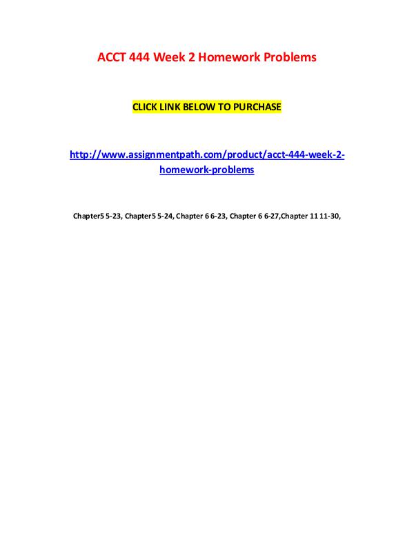 ACCT 444 Week 2 Homework Problems ACCT 444 Week 2 Homework Problems
