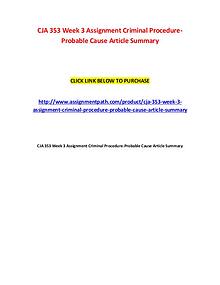 CJA 353 Week 3 Assignment Criminal Procedure