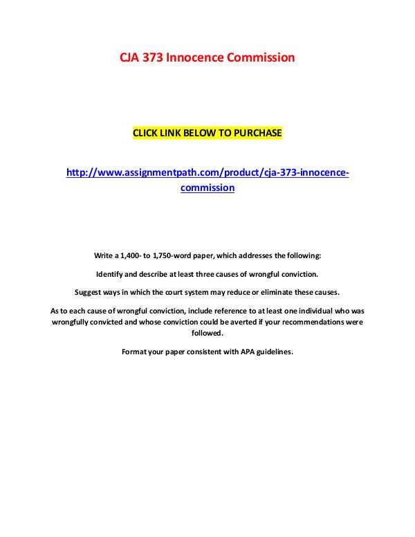 CJA 373 Innocence Commission CJA 373 Innocence Commission