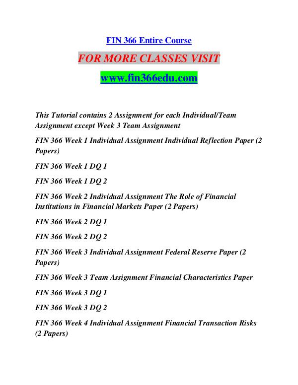 FIN 366 EDU Extraordinary Life/fin366edu.com FIN 366 EDU Extraordinary Life/fin366edu.com