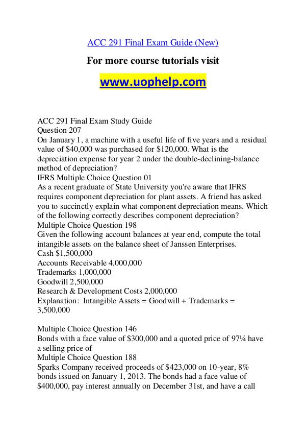 ACC 291 New Dreams Come True /uophelp.com ACC 291 New Dreams Come True /uophelp.com