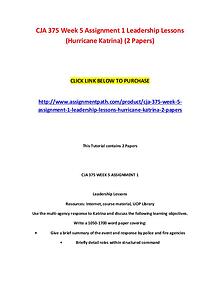 CJA 375 Week 5 Assignment 1 Leadership Lessons (Hurricane Katrina) (2