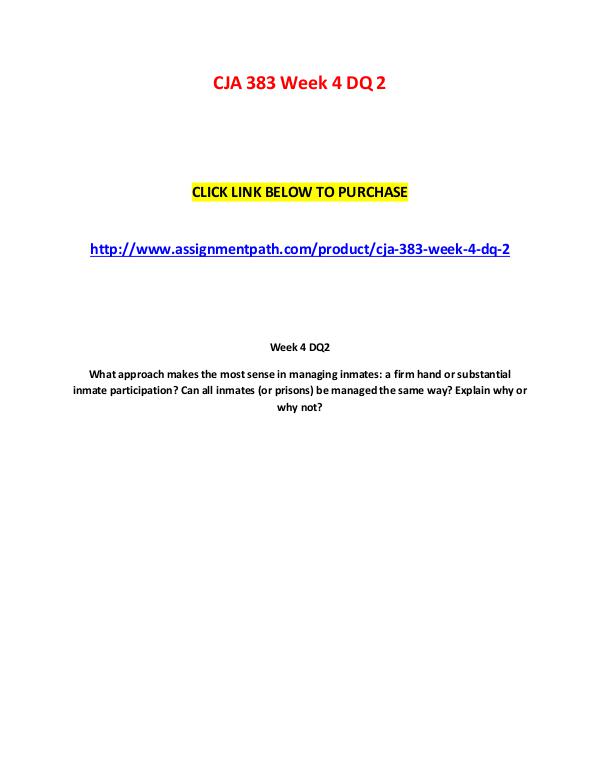 CJA 383 Week 4 DQ 2 CJA 383 Week 4 DQ 2