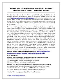 Gamma Aminobutyric Acid Industry Global and Chinese Analysis for 2012