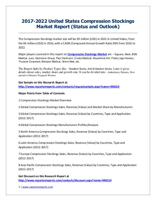 Compression Stockings Market Trends and 2022 Forecasts for Manufactur Compression Stockings Market 2017 Analysis, Trends