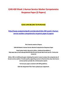 CJHS 430 Week 1 Human Service Worker Competencies Response Paper (2 P