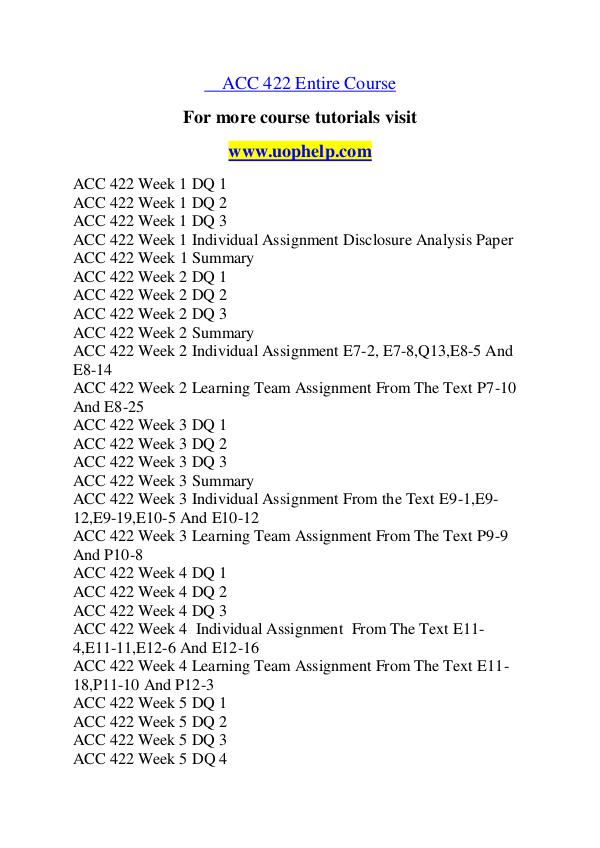 ACC 422 Something Great /uophelp.com ACC 422 Something Great /uophelp.com