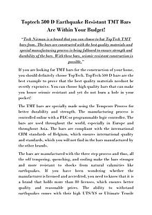 Toptech 500 D Earthquake Resistant TMT Bars