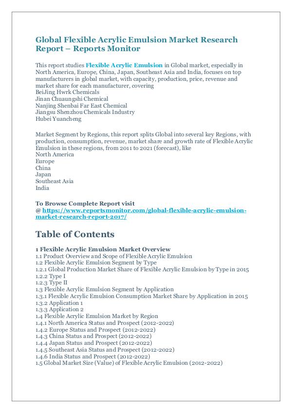 Global Flexible Acrylic Emulsion Market Report