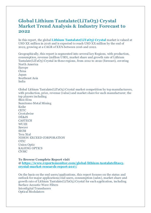 Lithium Tantalate(LiTaO3) Crystal Market Report