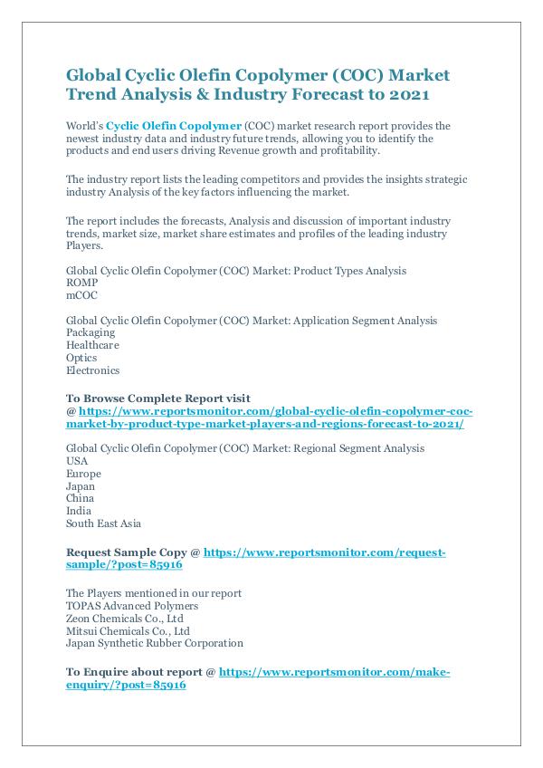 Global Cyclic Olefin Copolymer (COC) Market Report