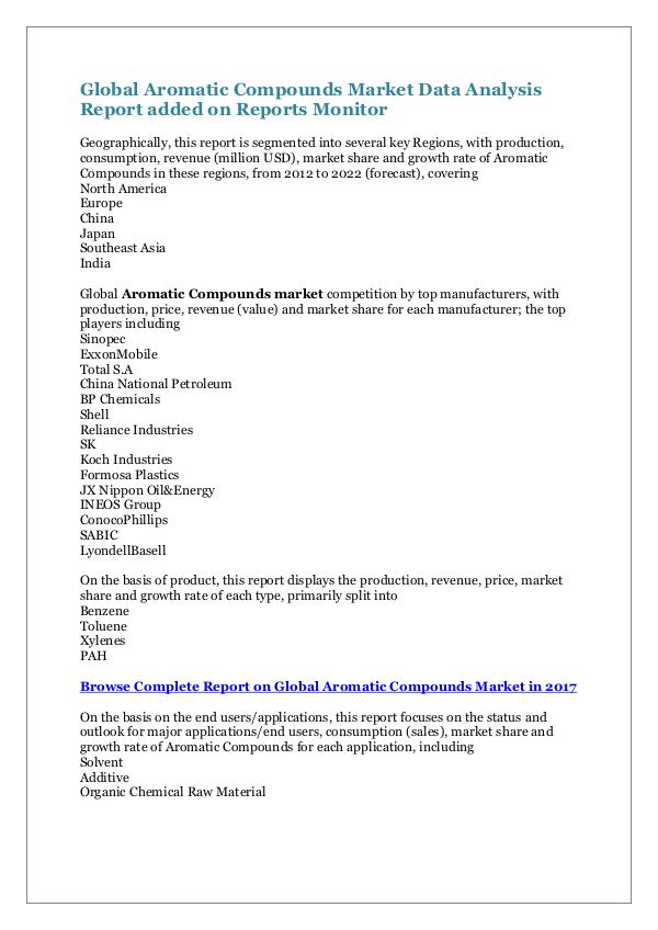 Aromatic Compounds Market Data Analysis Report