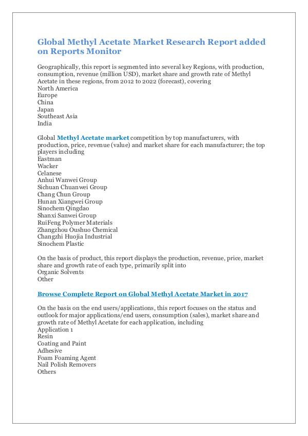 Global Methyl Acetate Market Research Report