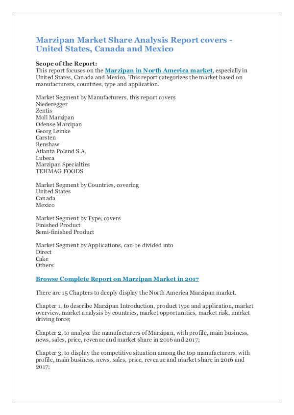 Marzipan Market Share Analysis Report in 2017