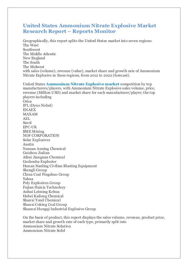 Ammonium Nitrate Explosive Market Report in 2017