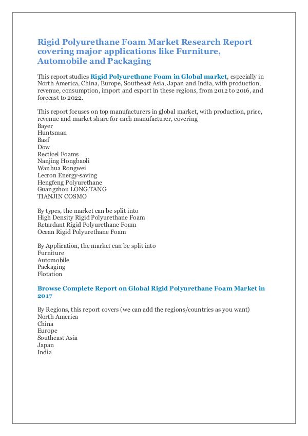 Rigid Polyurethane Foam Market Research Report