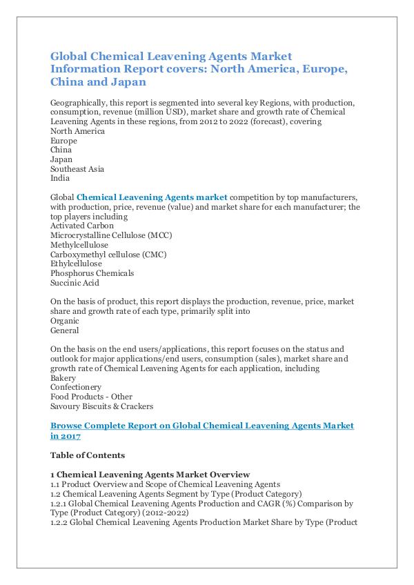 Chemical Leavening Agents Market Trends in 2017