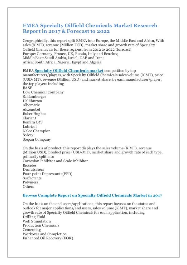 EMEA Specialty Oilfield Chemicals Market Report