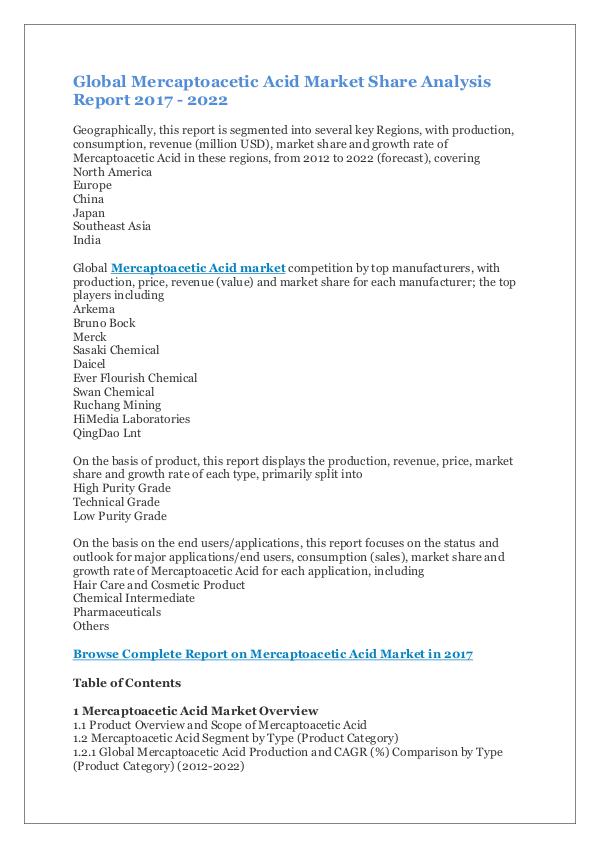 Mercaptoacetic Acid Market Share Analysis Report