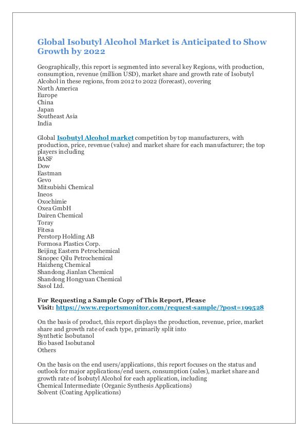 Global Isobutyl Alcohol Market Survey Report