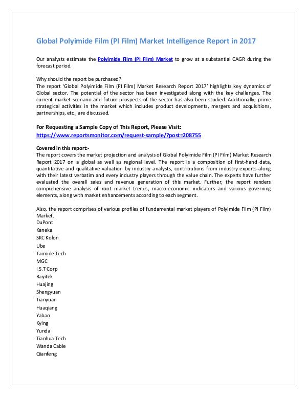 Polyimide Film Market Intelligence Report in 2017