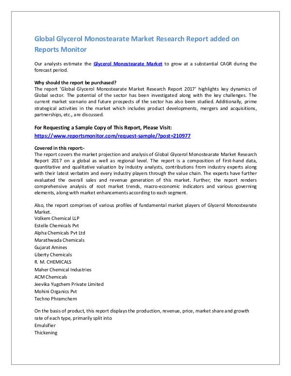 Glycerol Monostearate Market Research Report 2017