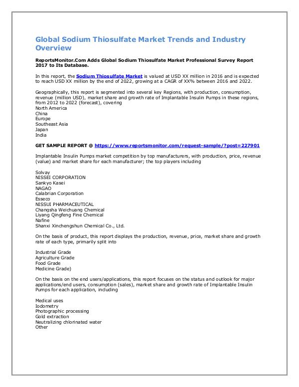 Global Sodium Thiosulfate Market Report in 2017