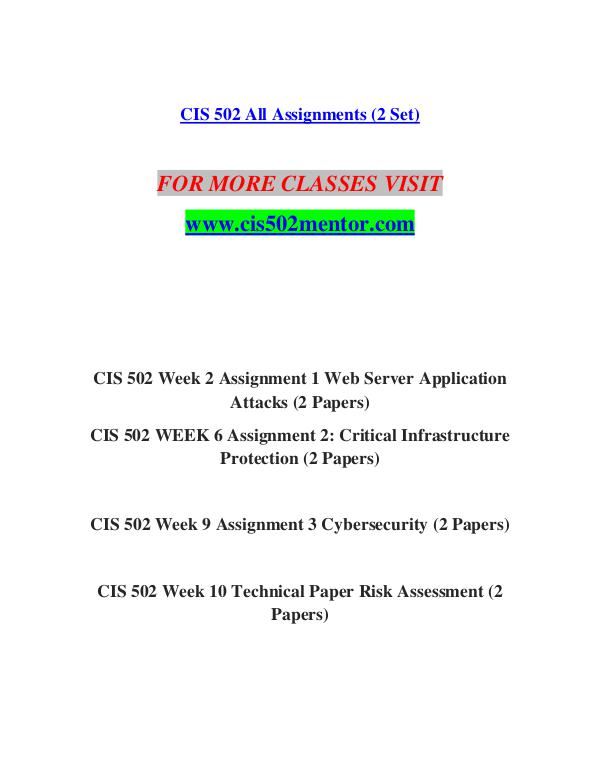 CIS 502 MENTOR Education is Power/cis502mentor.com CIS 502 MENTOR Education is Power/cis502mentor.co