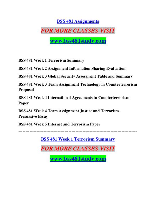 BSS 481 STUDY It's Your Life/bss481study.com BSS 481 STUDY It's Your Life/bss481study.com