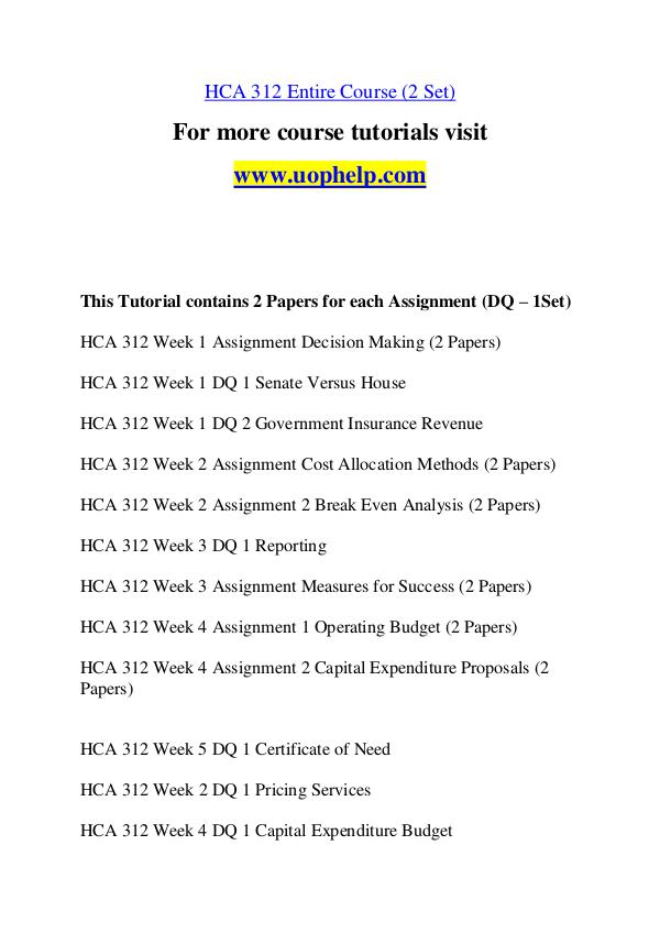 HCA 312 Something Great /uophelp.com HCA 312 Something Great /uophelp.com