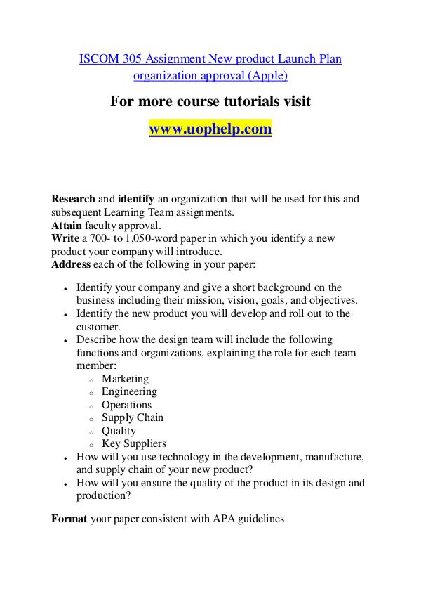 ISCOM 305 Something Great /uophelp.com ISCOM 305 Something Great /uophelp.com