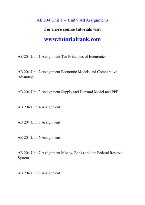 AB 204 Experience Tradition / tutorialrank.com AB 204 Experience Tradition / tutorialrank.com