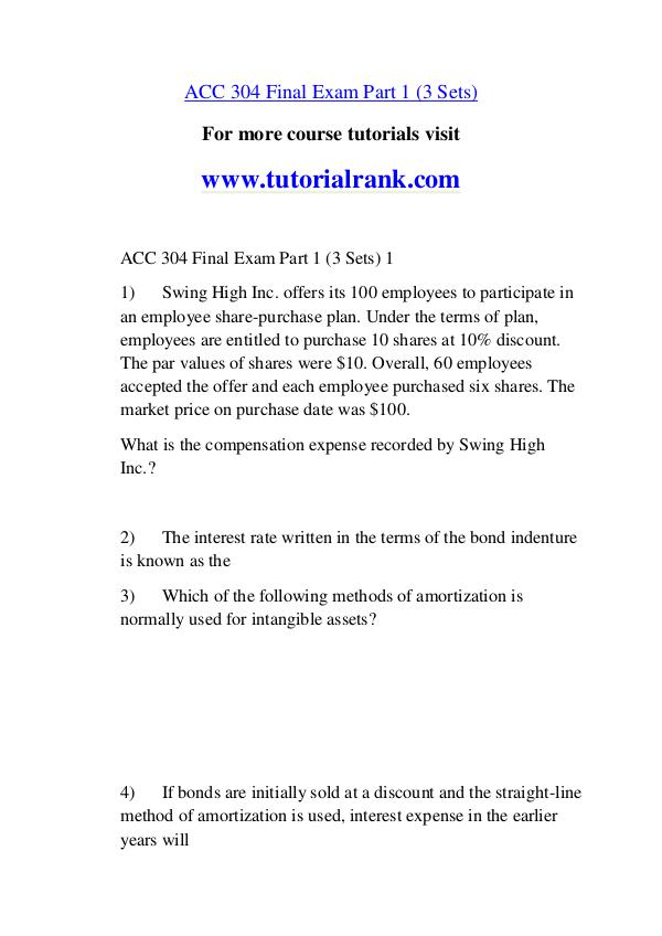 ACC 304 Experience Tradition / tutorialrank.com ACC 304 Experience Tradition / tutorialrank.com