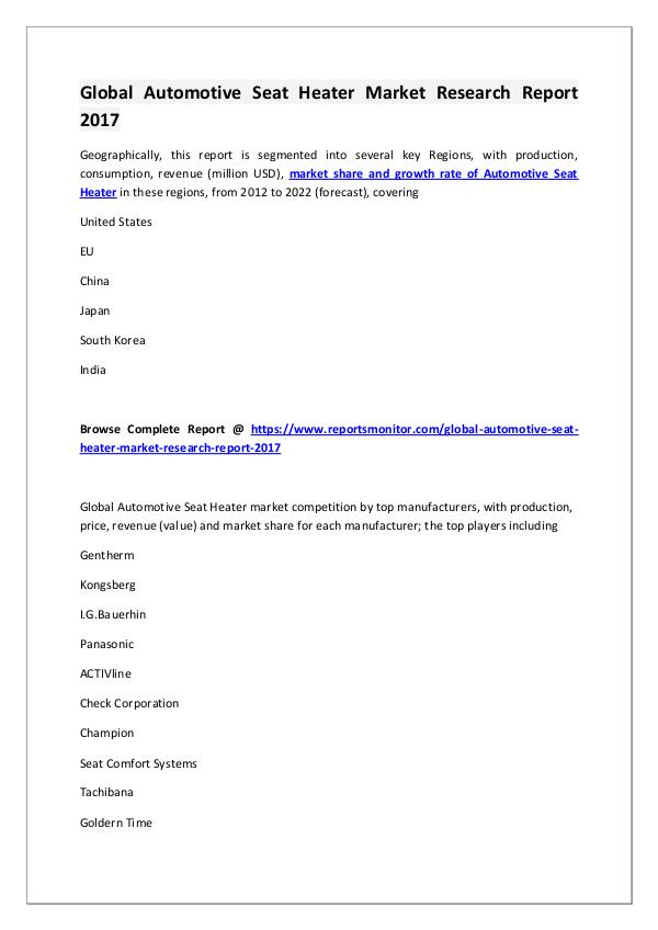 Automotive Seat Heater Market Research Report