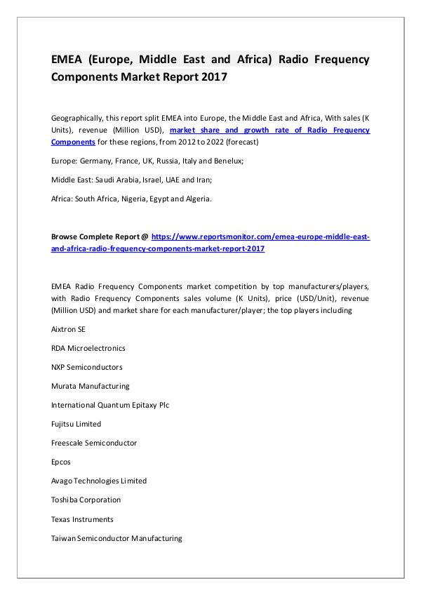 Radio Frequency Components Market Research Report