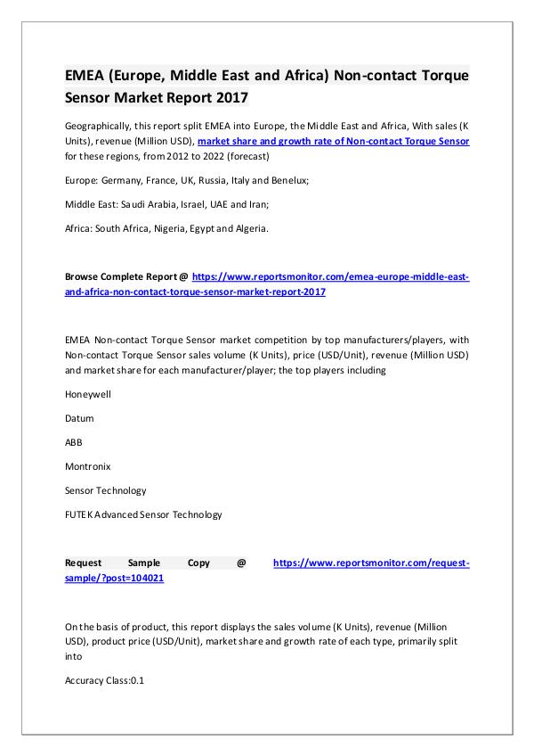Non-contact Torque Sensor Market Research Report