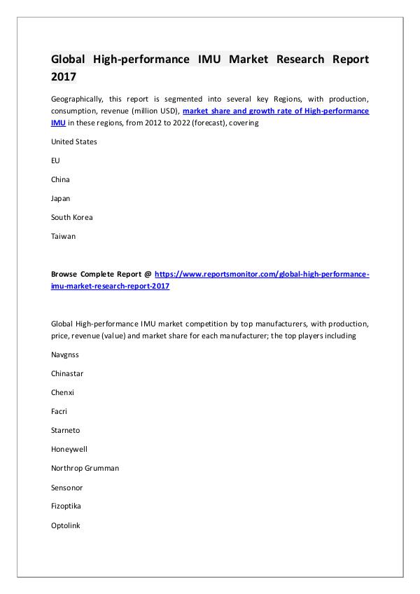 Reports Monitor High-performance IMU Market Research Report