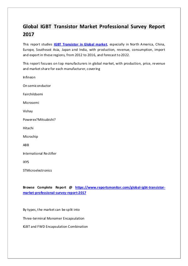 IGBT Transistor Market Research Report