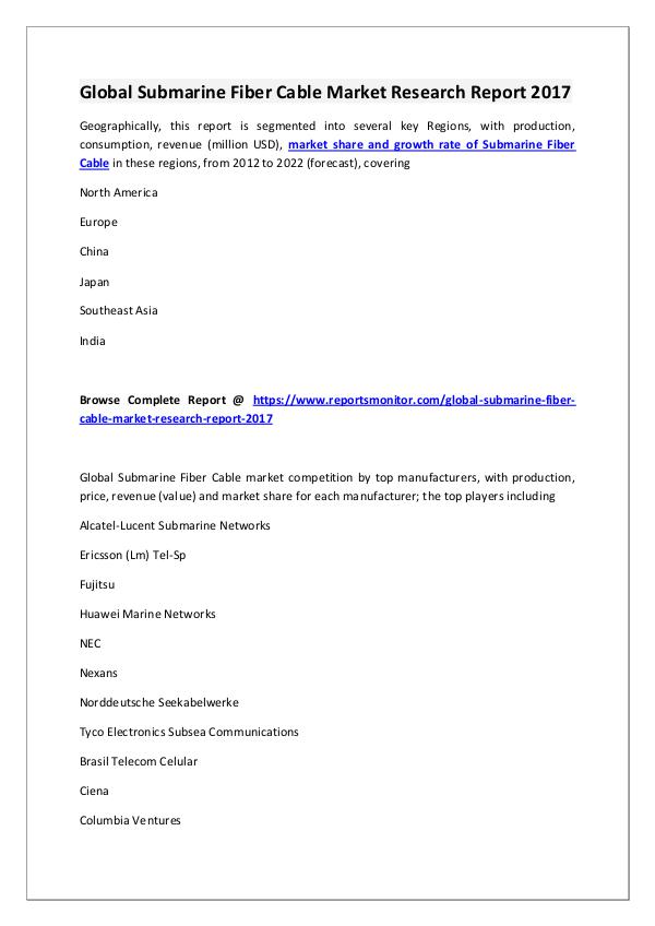 Submarine Fiber Cable Market Research Report