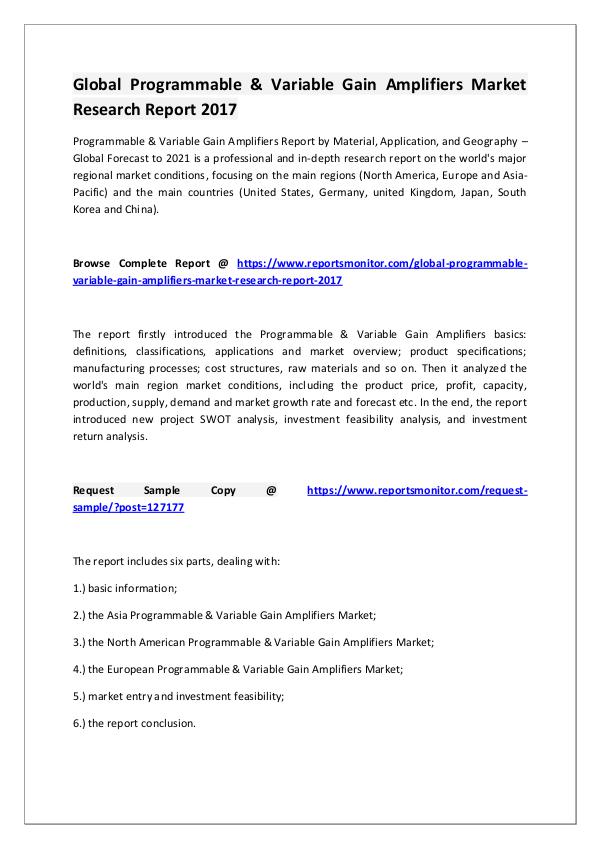 Reports Monitor Programmable & Variable Gain Amplifiers Marrket