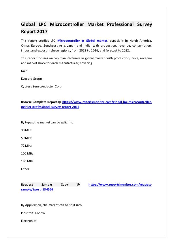 Reports Monitor LPC Microcontroller Market Research Report