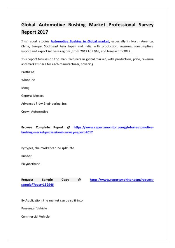Automotive Bushing Market Research Report