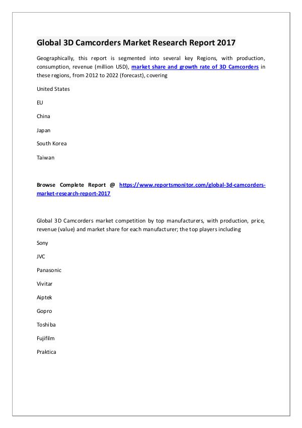 3D Camcorders Market Research Report