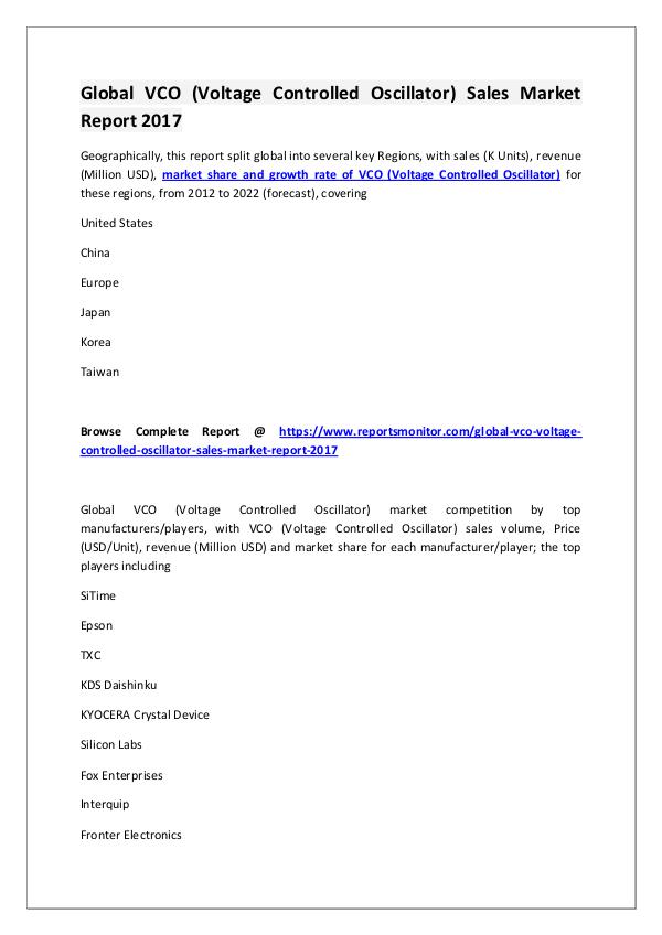 VCO (Voltage Controlled Oscillator) Market Report