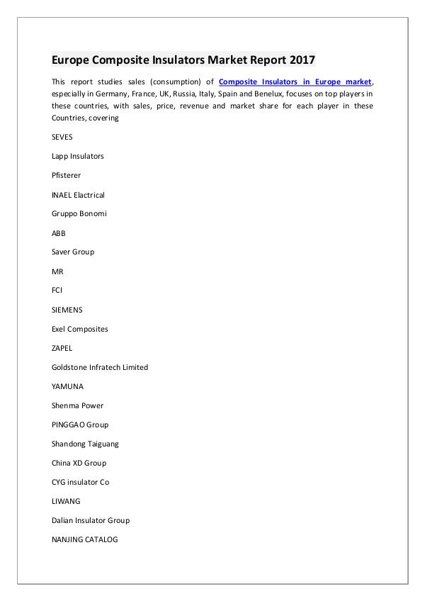 Reports Monitor Europe Composite Insulators Market Report